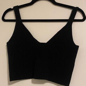 J. Crew Midnight Black V-Neck Crop Top